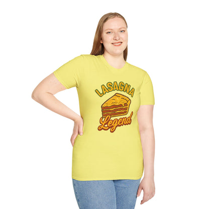 Lasagna Legend Unisex Softstyle T-Shirt, Fun Foodie Tee, Cooking Humor Shirt, Gift for Chefs, Casual Everyday Wear