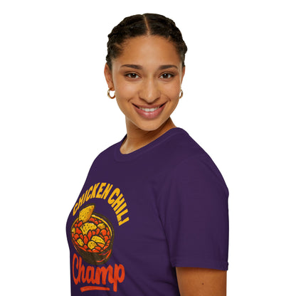 Chicken Chili Champ T-Shirt, Funny Cooking Shirt, Unisex Graphic Tee, Gift for Food Lovers, Casual Wear, Kitchen Humor