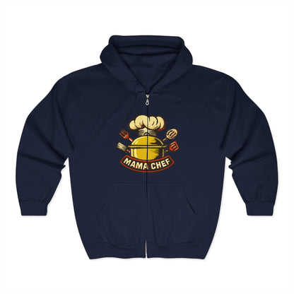Mama Chef Unisex Heavy Blend Full Zip Hoodie - Gift for Cooking Lovers, Culinary Enthusiasts, Foodie Apparel, Kitchen Humor Sweatshirt