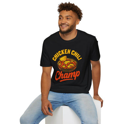 Chicken Chili Champ T-Shirt, Funny Cooking Shirt, Unisex Graphic Tee, Gift for Food Lovers, Casual Wear, Kitchen Humor
