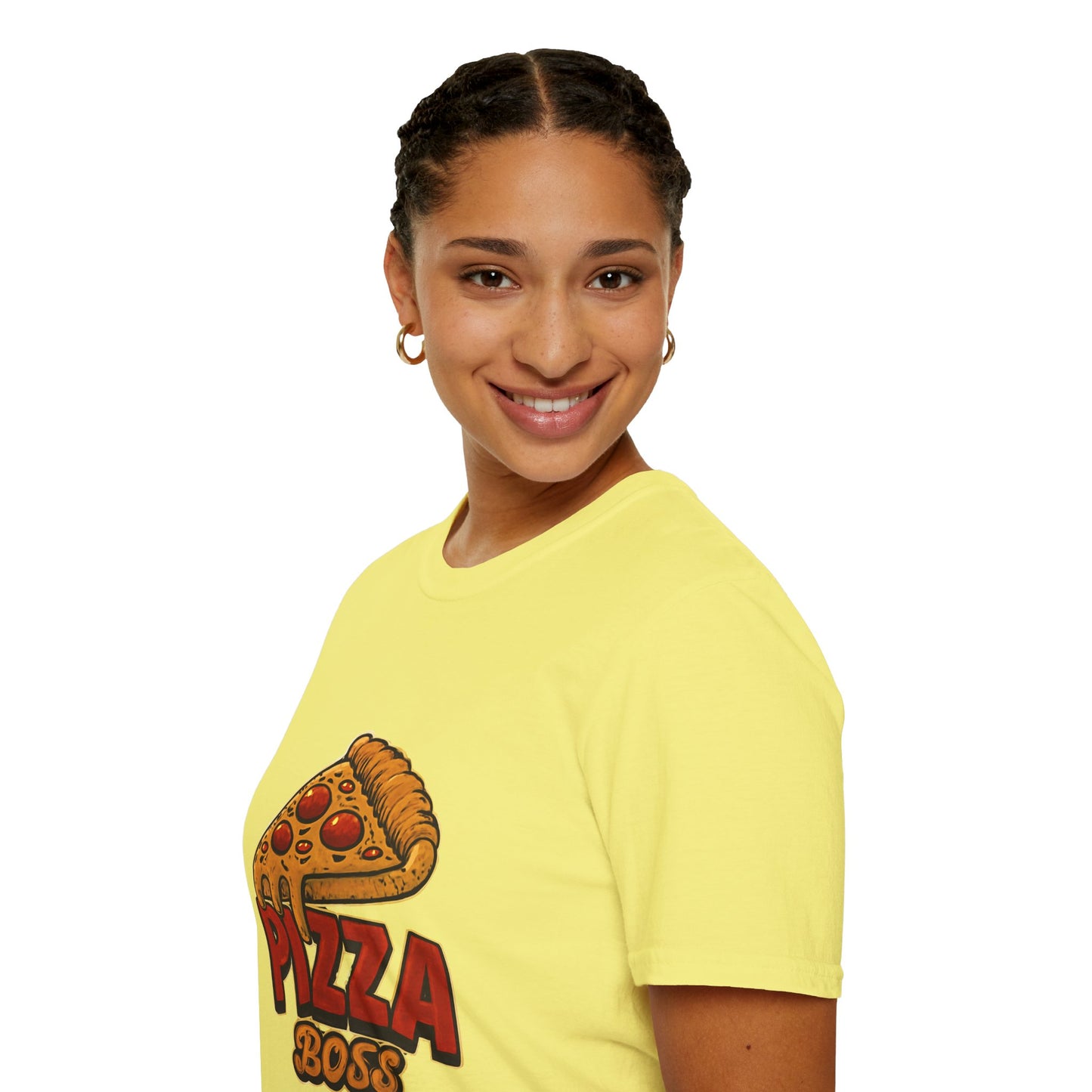 Pizza Boss Unisex Softstyle T-Shirt - Fun Foodie Gift, Casual Wear, Kitchen Enthusiast, Birthday Present, Pizza Lover Apparel