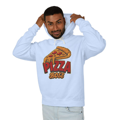 Pizza Boss Unisex Lightweight Hooded Sweatshirt, Funny Gift, Pizza Lover Apparel, Casual Wear, Foodie Fashion, Unique Hoodie