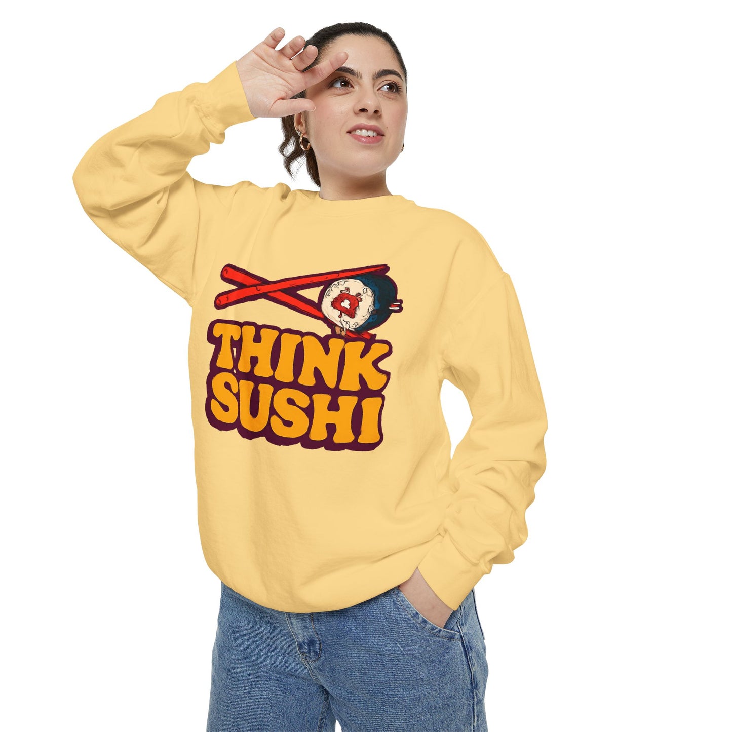 Sushi-Inspired Unisex Sweatshirt - Cozy & Fun, Perfect for Foodies, Casual Wear, Gifts for Sushi Lovers, Food-Themed Apparel