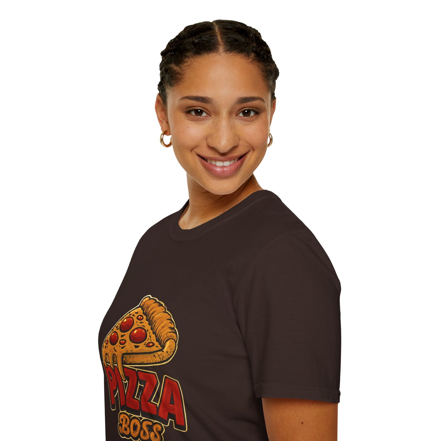 Pizza Boss Unisex Softstyle T-Shirt - Fun Foodie Gift, Casual Wear, Kitchen Enthusiast, Birthday Present, Pizza Lover Apparel