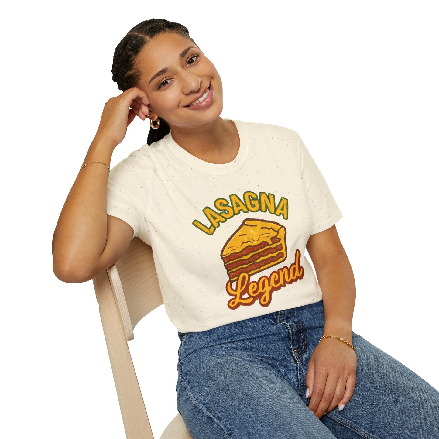 Lasagna Legend Unisex Softstyle T-Shirt, Fun Foodie Tee, Cooking Humor Shirt, Gift for Chefs, Casual Everyday Wear