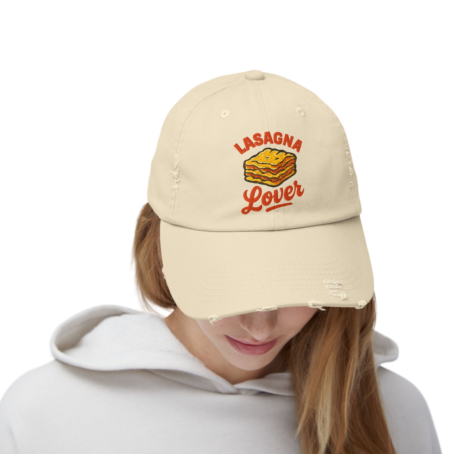 Lasagna Lover Distressed Cap | Fun Foodie Hat, Gift for Chefs, Cooking Enthusiasts, Casual Style Accessories, Foodie Fashion