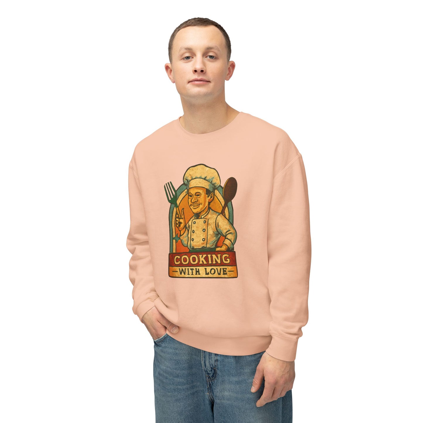 Cooking with Love Crewneck Sweatshirt - Perfect Gift for Chefs, Foodies, Kitchen Decor, Cooking Lovers, Cozy Wear