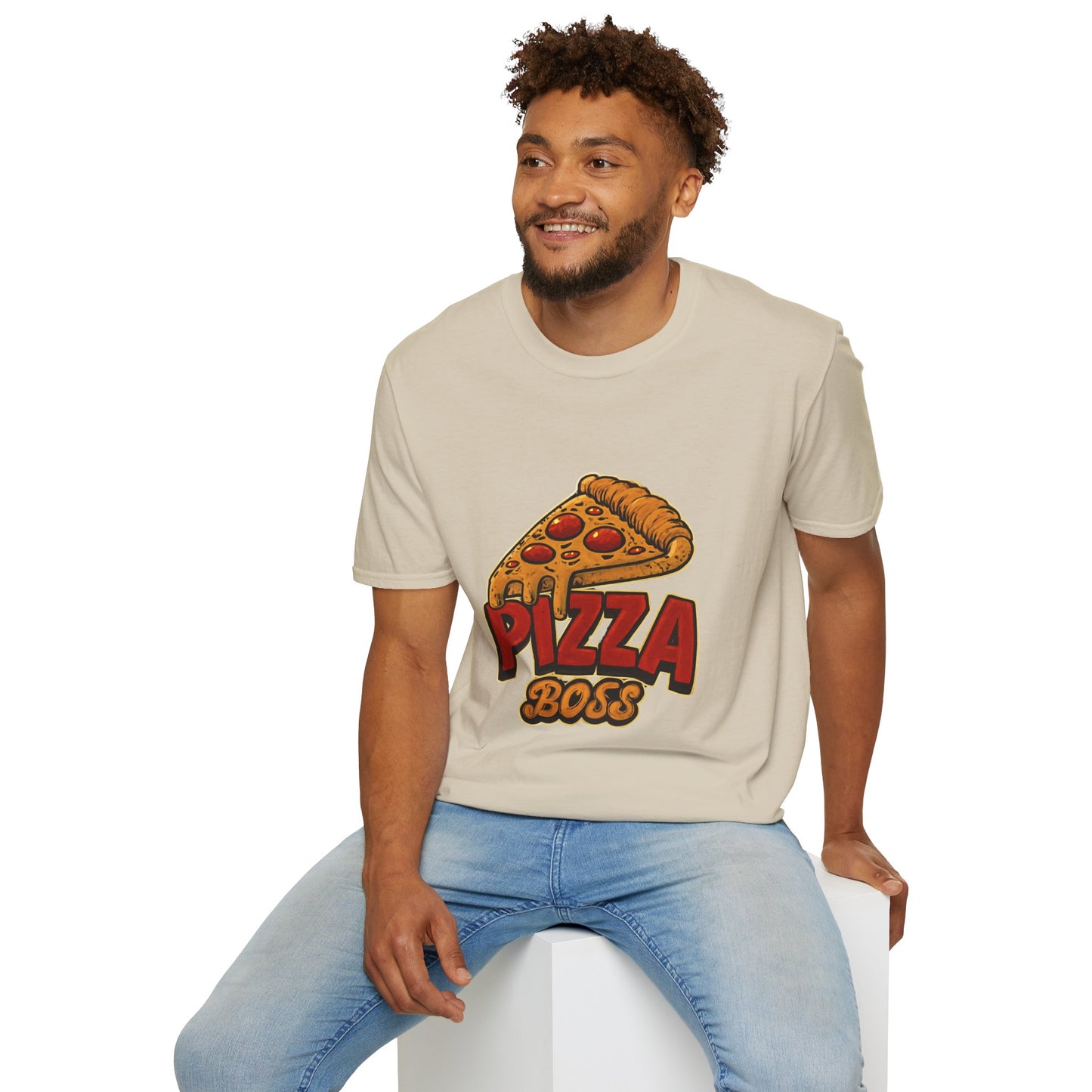 Pizza Boss Unisex Softstyle T-Shirt - Fun Foodie Gift, Casual Wear, Kitchen Enthusiast, Birthday Present, Pizza Lover Apparel
