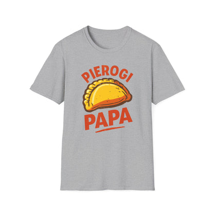 Pierogi Papa Unisex Softstyle T-Shirt, Funny Foodie Gift, Dad's Day Shirt, Family Gathering Apparel, Potluck Party Tee
