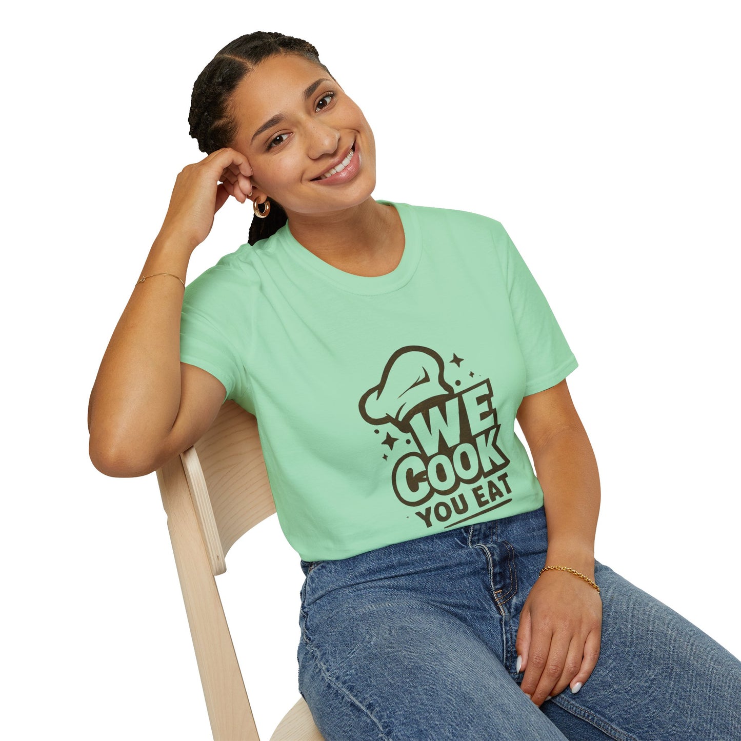 Chef's Humor T-Shirt, Funny Cooking Top, We Cook You Eat Tee, Gift for Foodies, Unisex Kitchen Shirt