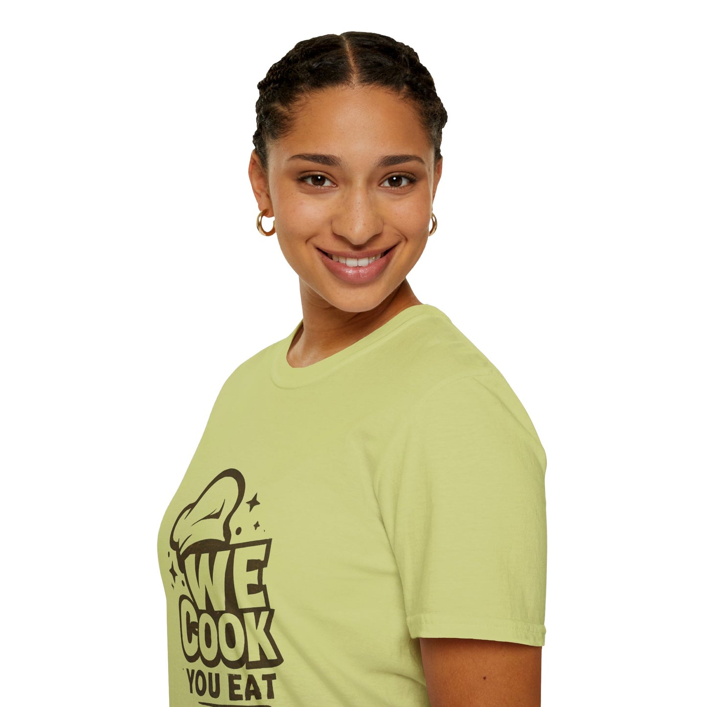 Chef's Humor T-Shirt, Funny Cooking Top, We Cook You Eat Tee, Gift for Foodies, Unisex Kitchen Shirt