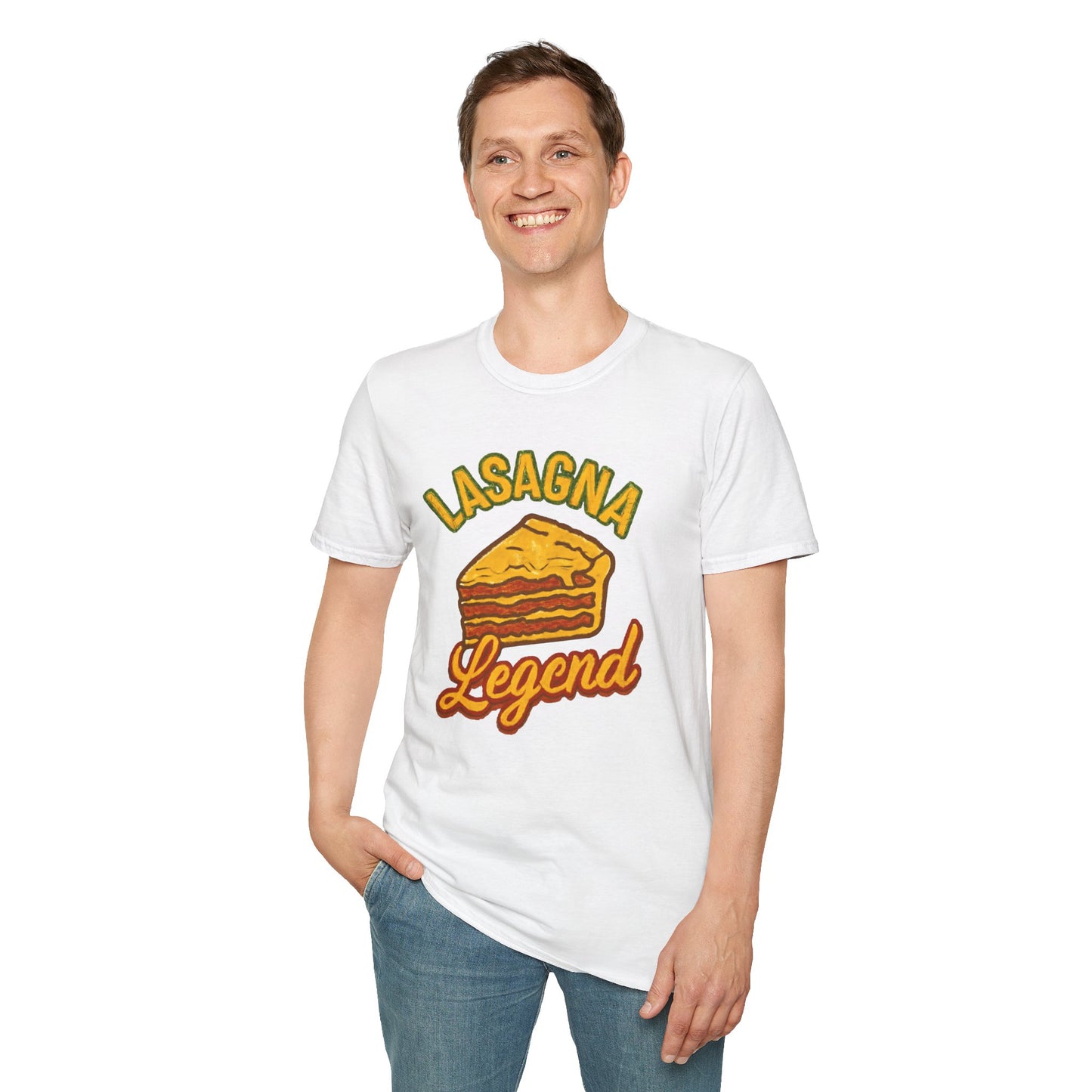 Lasagna Legend Unisex Softstyle T-Shirt, Fun Foodie Tee, Cooking Humor Shirt, Gift for Chefs, Casual Everyday Wear