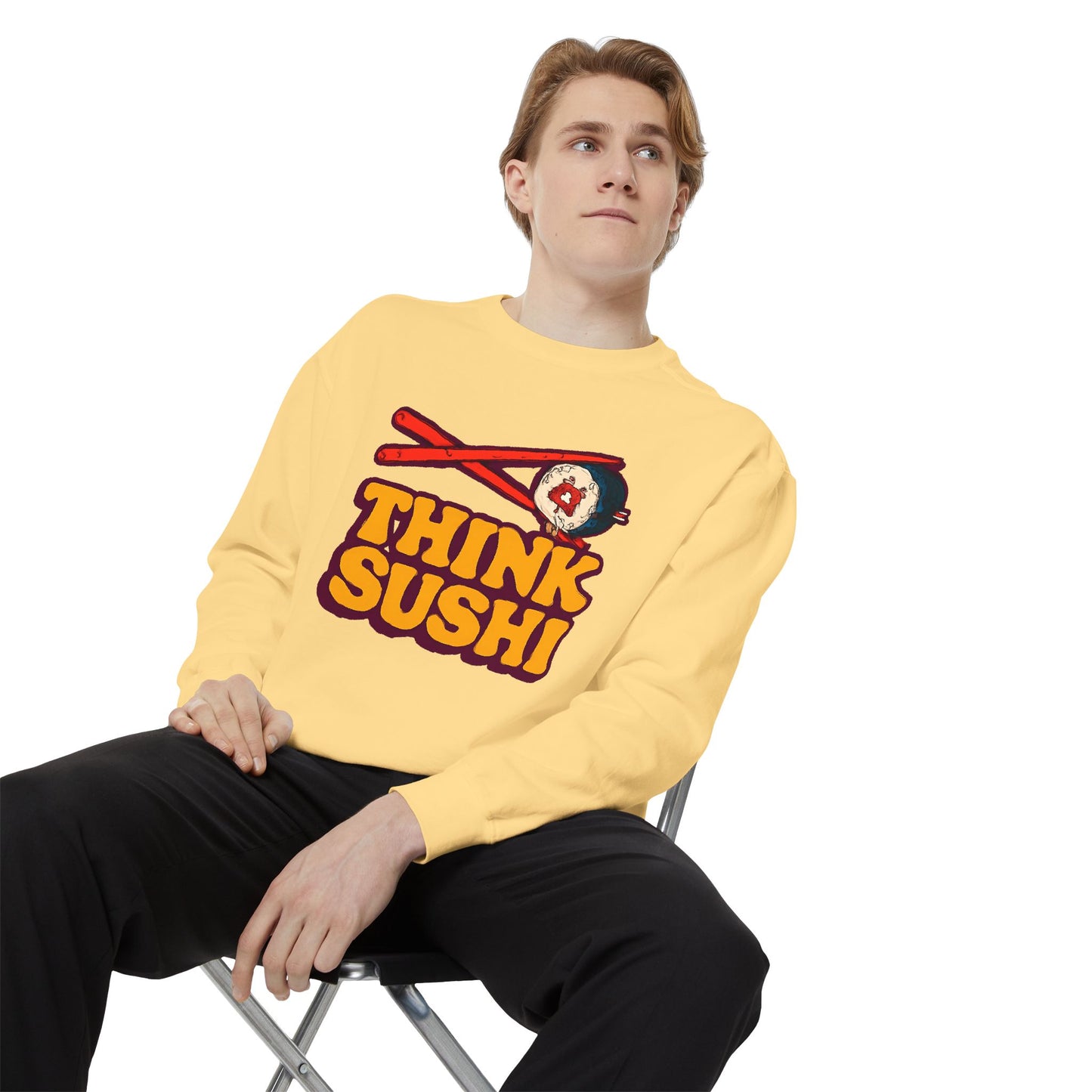 Sushi-Inspired Unisex Sweatshirt - Cozy & Fun, Perfect for Foodies, Casual Wear, Gifts for Sushi Lovers, Food-Themed Apparel