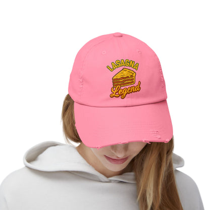 Lasagna Legend Unisex Distressed Cap, Funny Foodie Hat, Cooking Gift, Casual Wear, Culinary Humor, Cap for Food Lovers