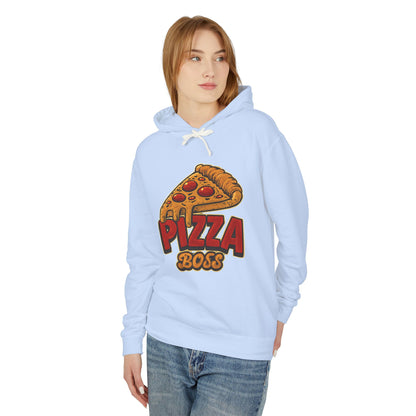 Pizza Boss Unisex Lightweight Hooded Sweatshirt, Funny Gift, Pizza Lover Apparel, Casual Wear, Foodie Fashion, Unique Hoodie
