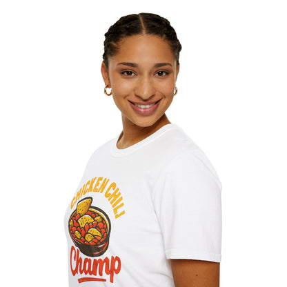 Chicken Chili Champ T-Shirt, Funny Cooking Shirt, Unisex Graphic Tee, Gift for Food Lovers, Casual Wear, Kitchen Humor