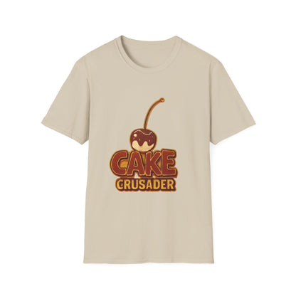 Cake Crusader Unisex Softstyle T-Shirt, Funny Dessert Tee, Gift for Bakers, Birthday Celebration, Foodie Humor Shirt