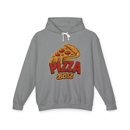 Pizza Boss Unisex Lightweight Hooded Sweatshirt, Funny Gift, Pizza Lover Apparel, Casual Wear, Foodie Fashion, Unique Hoodie
