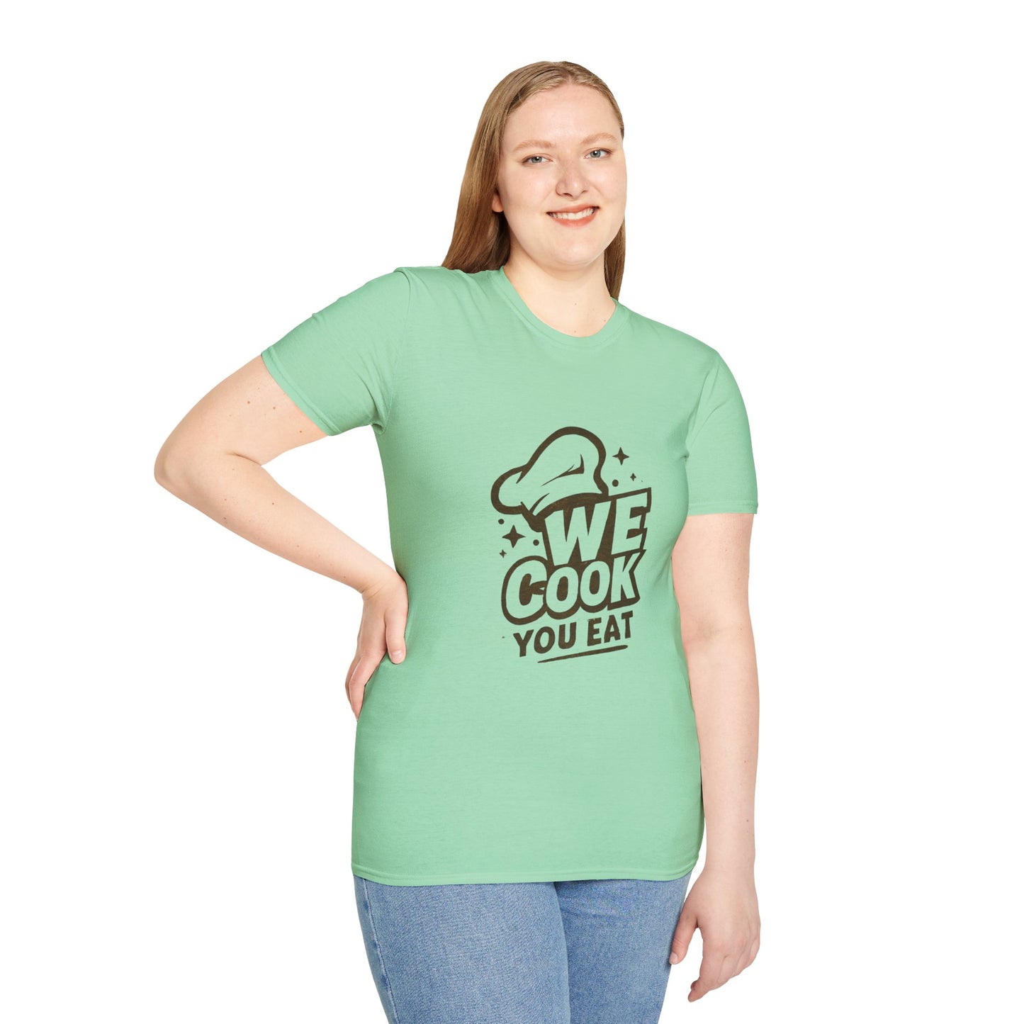 Chef's Humor T-Shirt, Funny Cooking Top, We Cook You Eat Tee, Gift for Foodies, Unisex Kitchen Shirt
