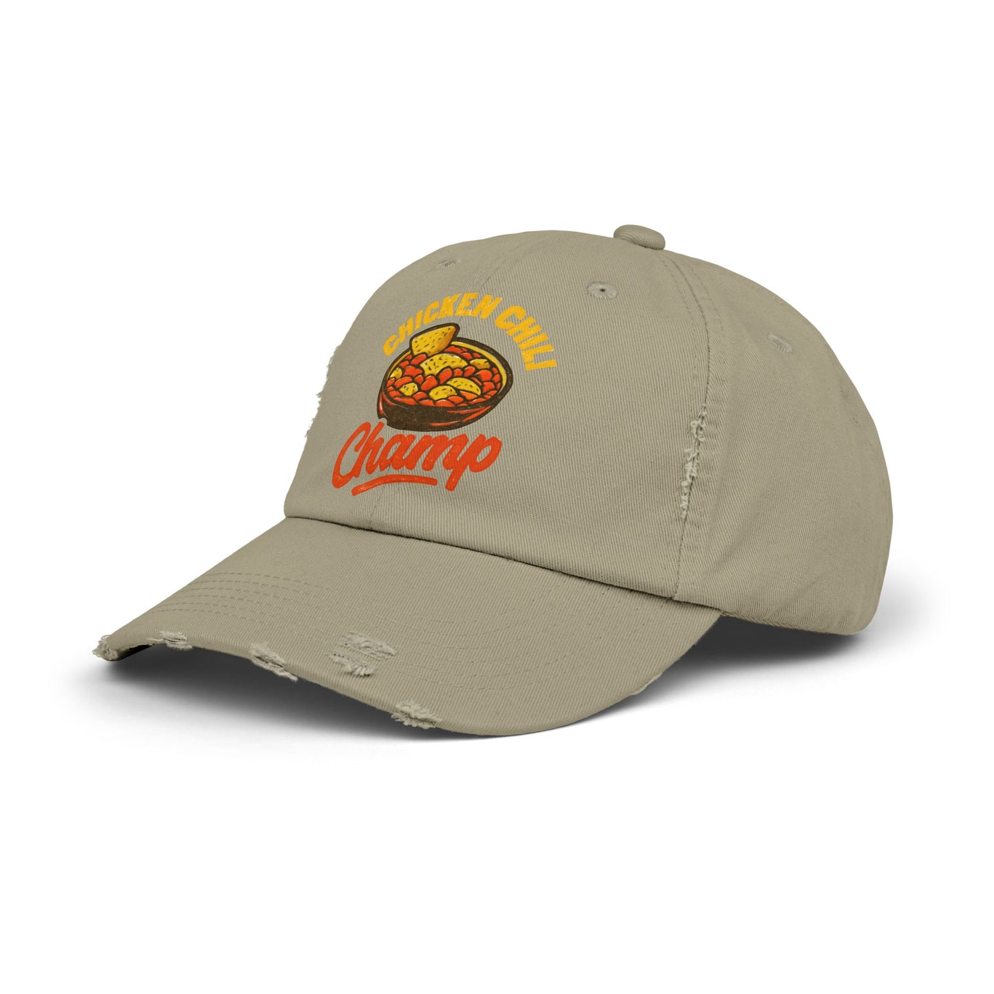 Chicken Chili Champ Unisex Distressed Cap - Perfect for Food Lovers, Casual Outings, BBQs, Cooking Events, Gift for Cooks