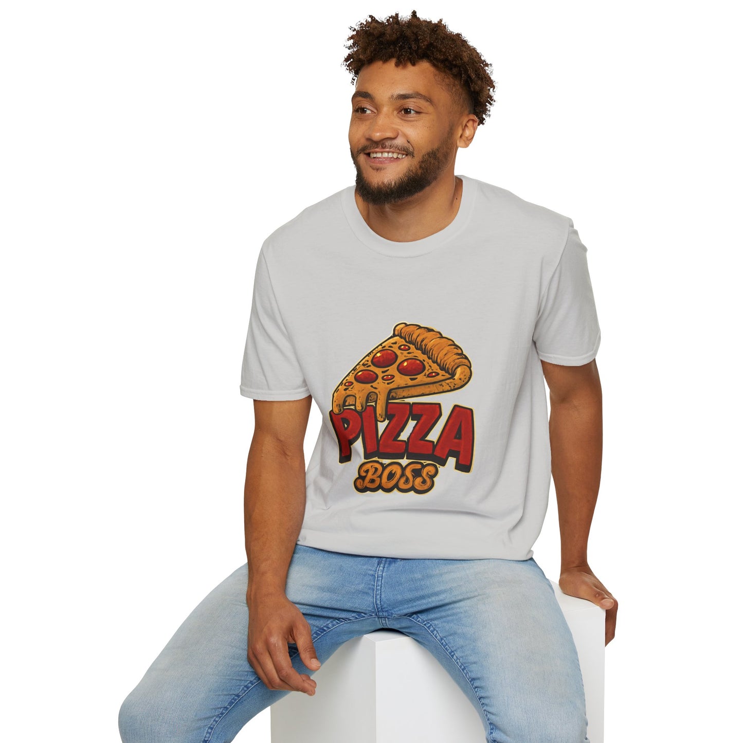 Pizza Boss Unisex Softstyle T-Shirt - Fun Foodie Gift, Casual Wear, Kitchen Enthusiast, Birthday Present, Pizza Lover Apparel