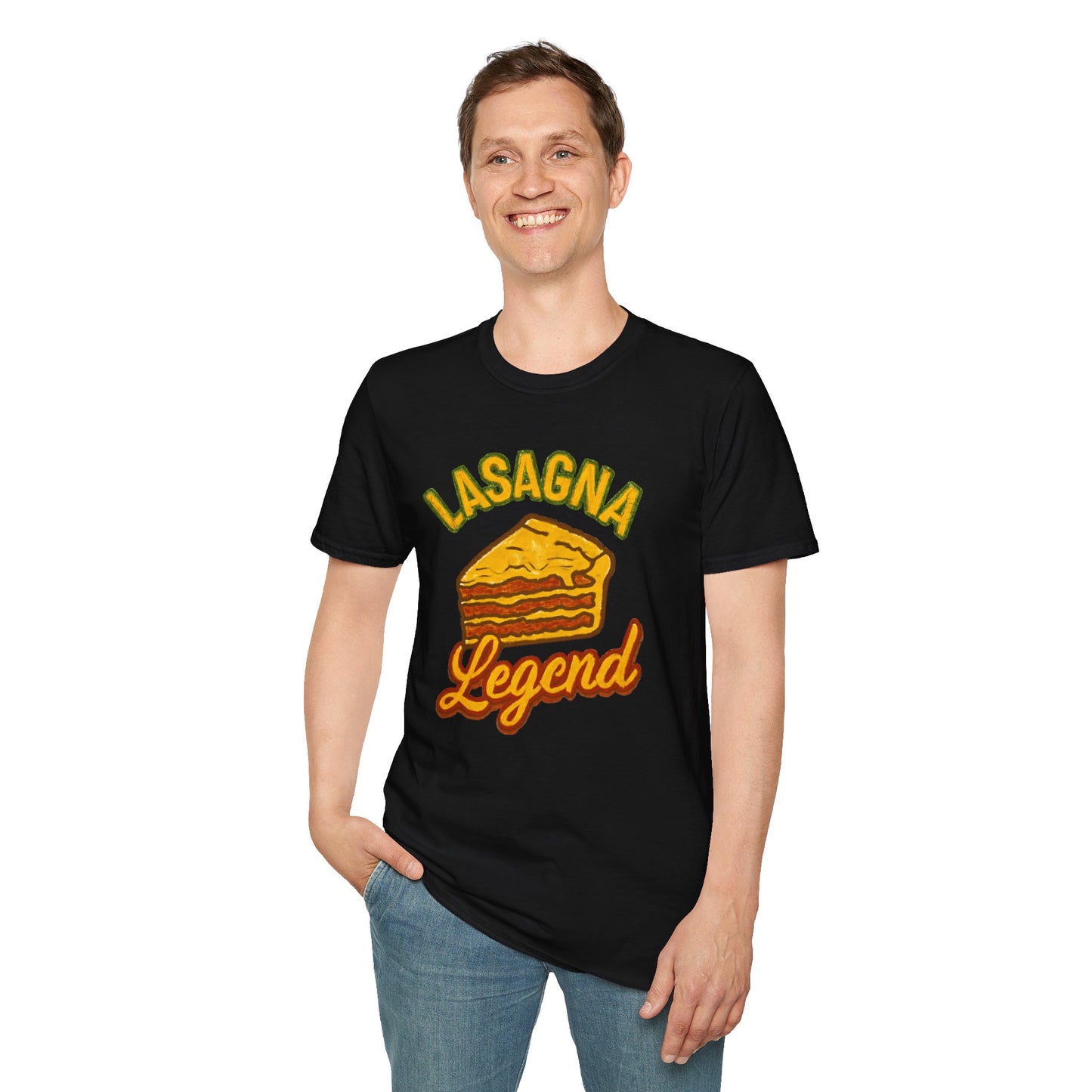 Lasagna Legend Unisex Softstyle T-Shirt, Fun Foodie Tee, Cooking Humor Shirt, Gift for Chefs, Casual Everyday Wear