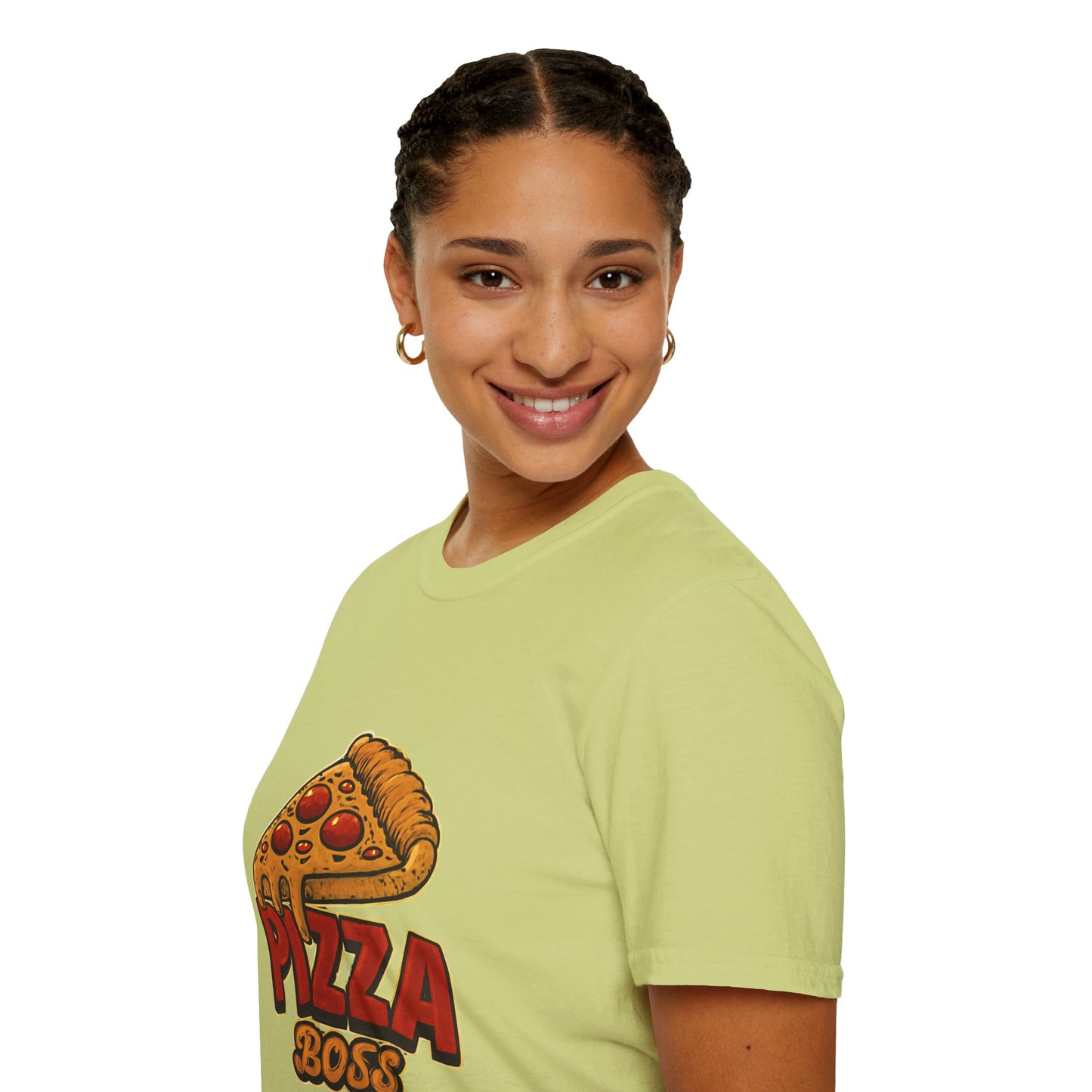 Pizza Boss Unisex Softstyle T-Shirt - Fun Foodie Gift, Casual Wear, Kitchen Enthusiast, Birthday Present, Pizza Lover Apparel