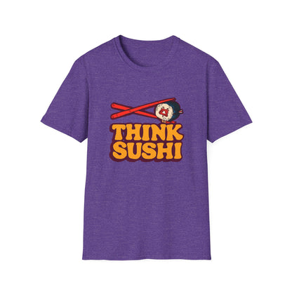 Sushi Lover T-Shirt - Think Sushi graphic tee for foodies, casual wear, gift for sushi lovers, summer style, food-themed shirt