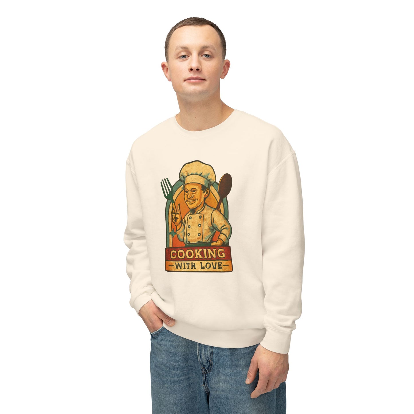 Cooking with Love Crewneck Sweatshirt - Perfect Gift for Chefs, Foodies, Kitchen Decor, Cooking Lovers, Cozy Wear