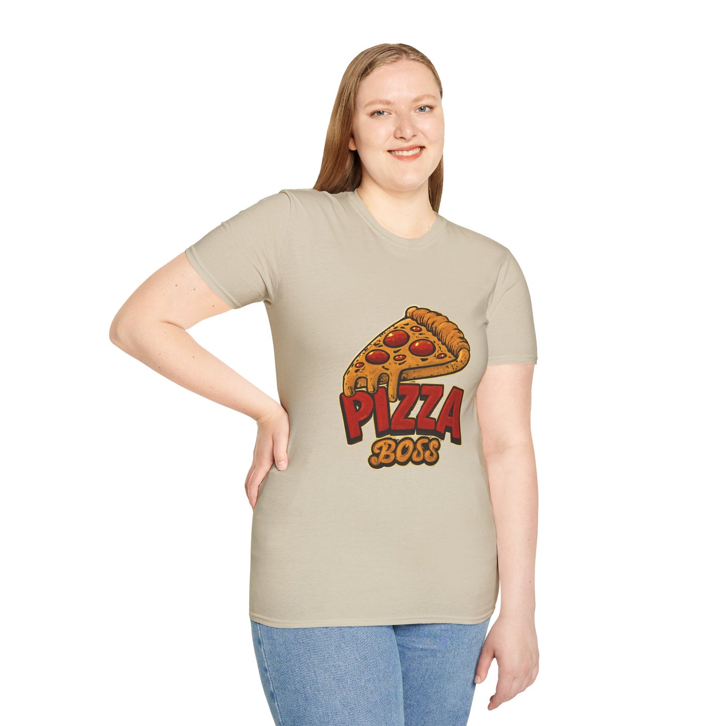 Pizza Boss Unisex Softstyle T-Shirt - Fun Foodie Gift, Casual Wear, Kitchen Enthusiast, Birthday Present, Pizza Lover Apparel