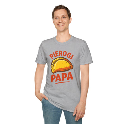 Pierogi Papa Unisex Softstyle T-Shirt, Funny Foodie Gift, Dad's Day Shirt, Family Gathering Apparel, Potluck Party Tee