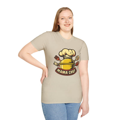 Mama Chef Unisex Softstyle T-Shirt, Cooking Gift, Foodie Apparel, Chef Shirt, Kitchen Lover Tee, Culinary Humor