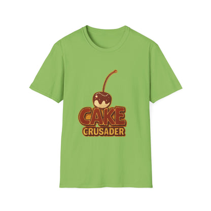 Cake Crusader Unisex Softstyle T-Shirt, Funny Dessert Tee, Gift for Bakers, Birthday Celebration, Foodie Humor Shirt
