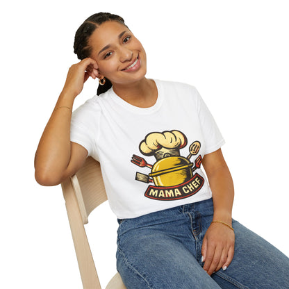 Mama Chef Unisex Softstyle T-Shirt, Cooking Gift, Foodie Apparel, Chef Shirt, Kitchen Lover Tee, Culinary Humor