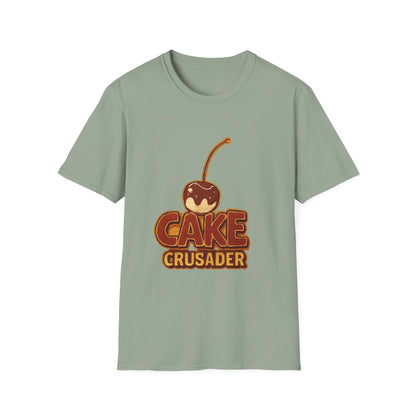 Cake Crusader Unisex Softstyle T-Shirt, Funny Dessert Tee, Gift for Bakers, Birthday Celebration, Foodie Humor Shirt