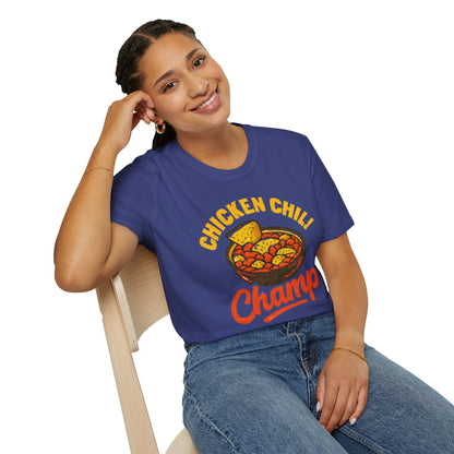 Chicken Chili Champ T-Shirt, Funny Cooking Shirt, Unisex Graphic Tee, Gift for Food Lovers, Casual Wear, Kitchen Humor