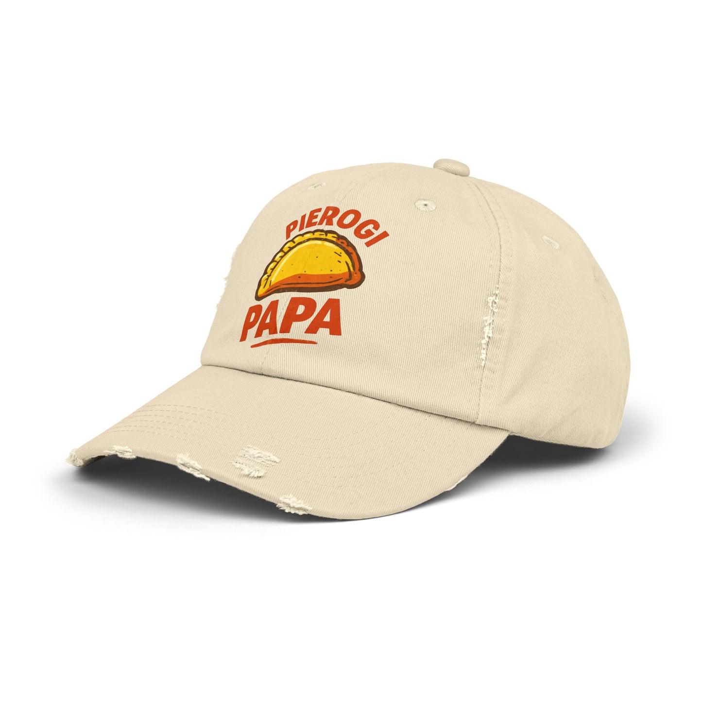 Pierogi Papa Distressed Cap, Funny Foodie Hat, Unisex Dad Hat, Gift for Food Lovers, Perfect for Father's Day, Casual Style