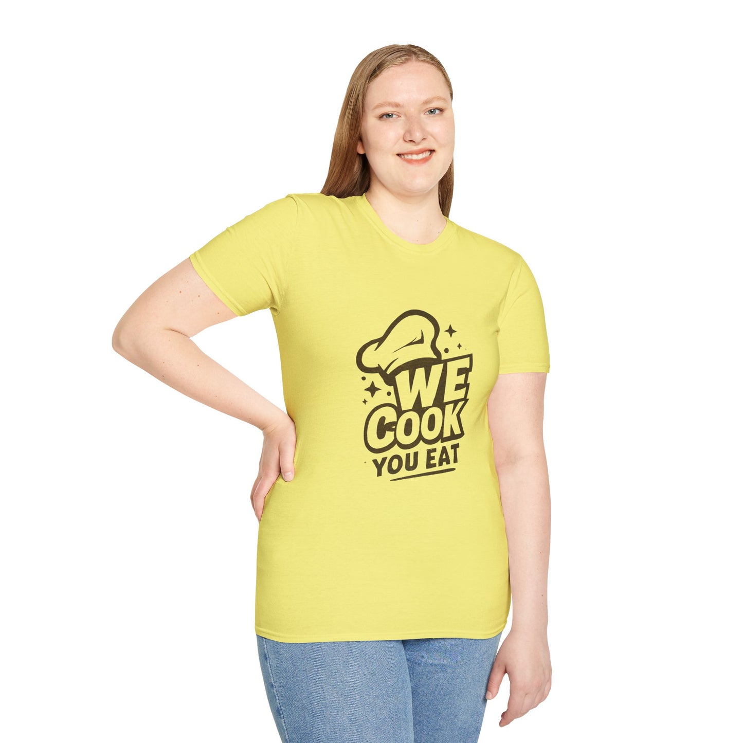Chef's Humor T-Shirt, Funny Cooking Top, We Cook You Eat Tee, Gift for Foodies, Unisex Kitchen Shirt