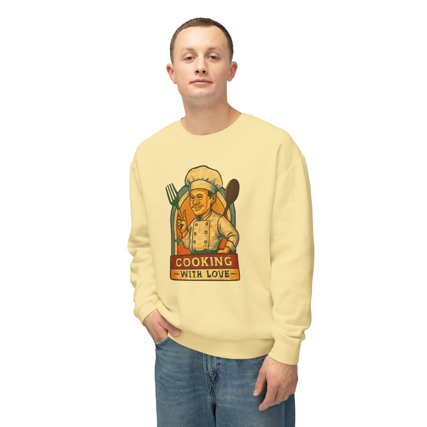 Cooking with Love Crewneck Sweatshirt - Perfect Gift for Chefs, Foodies, Kitchen Decor, Cooking Lovers, Cozy Wear