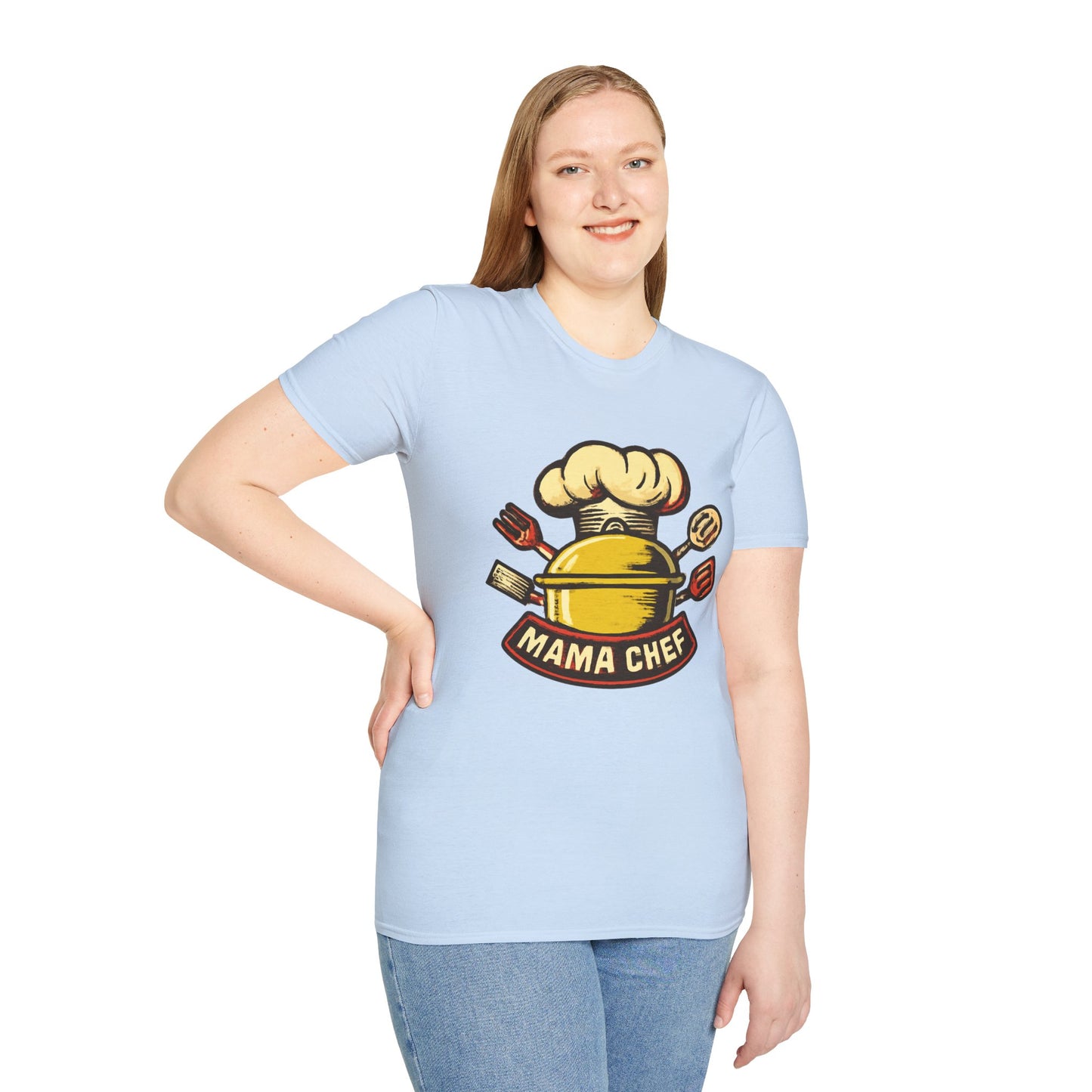 Mama Chef Unisex Softstyle T-Shirt, Cooking Gift, Foodie Apparel, Chef Shirt, Kitchen Lover Tee, Culinary Humor