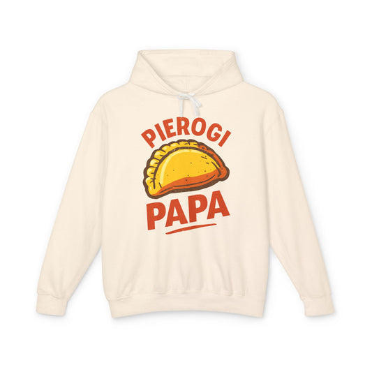 Funny Pierogi Papa Unisex Lightweight Hoodie, Foodie Apparel, Gift for Dad, Family Reunion, Casual Wear, Kitchen Lover