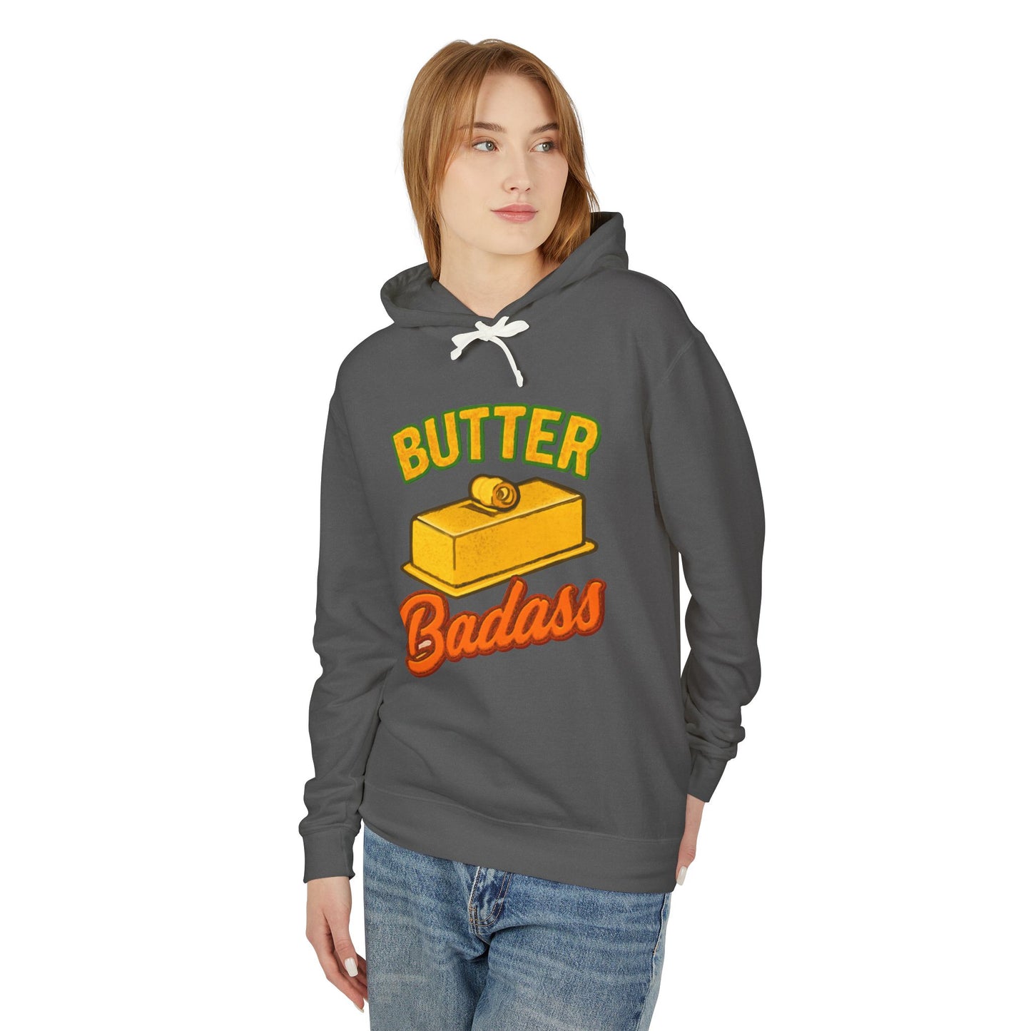 Butter Badass Hoodie - Fun Unisex Lightweight Sweatshirt, Gifts for Foodies, Casual Wear, Birthday, Kitchen Humor