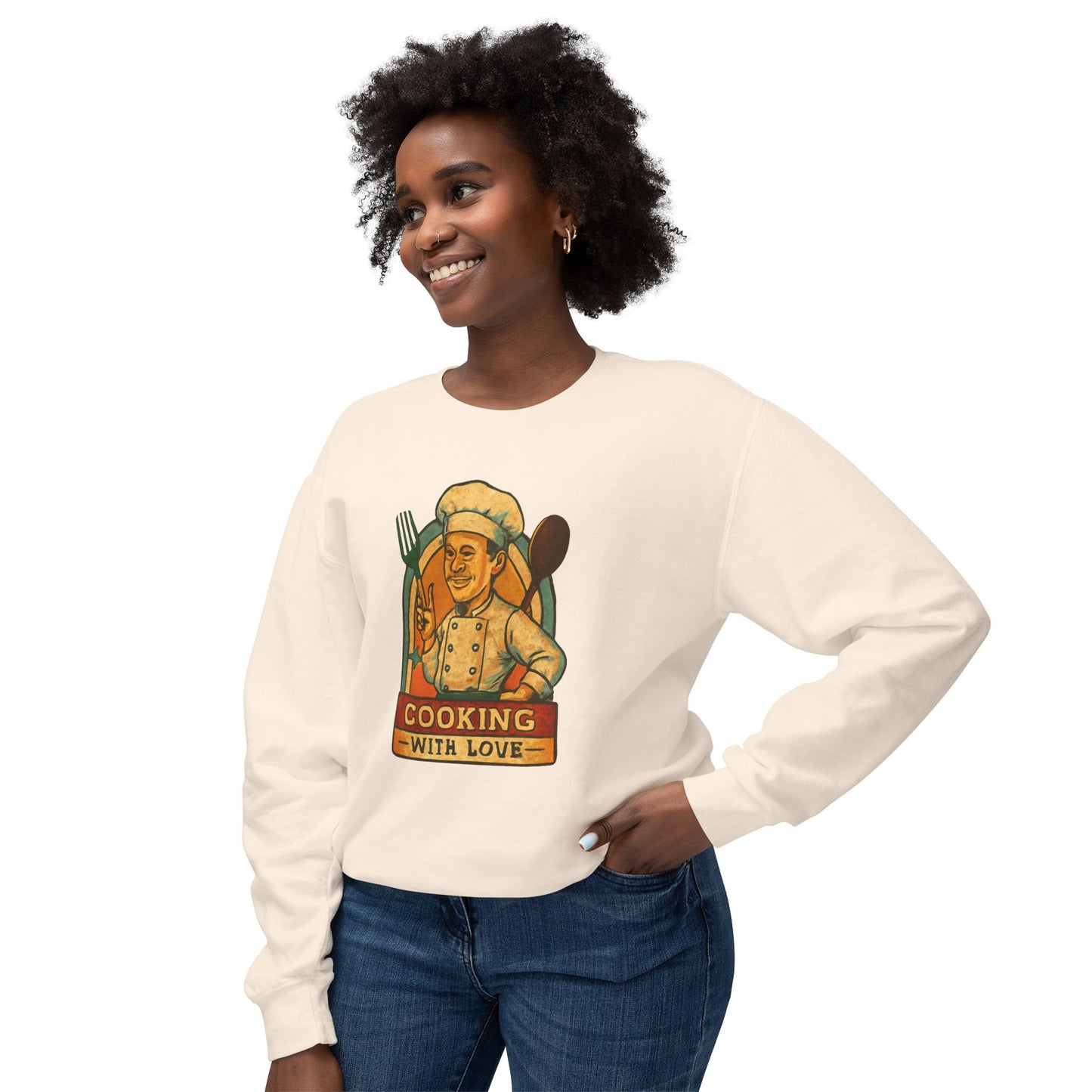 Cooking with Love Crewneck Sweatshirt - Perfect Gift for Chefs, Foodies, Kitchen Decor, Cooking Lovers, Cozy Wear
