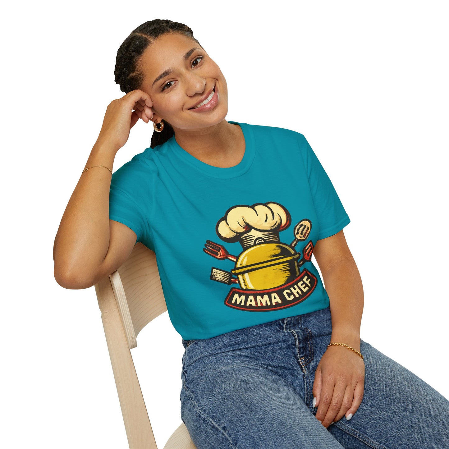 Mama Chef Unisex Softstyle T-Shirt, Cooking Gift, Foodie Apparel, Chef Shirt, Kitchen Lover Tee, Culinary Humor
