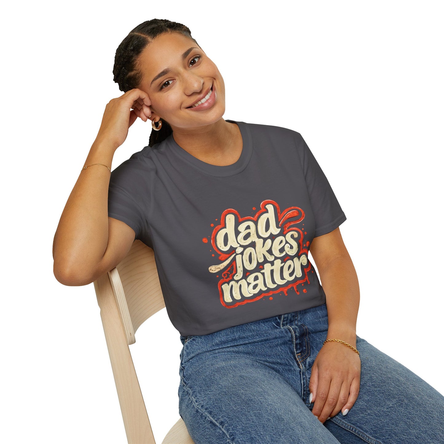 Dad Jokes Matter T-Shirt - Funny Gift for Dads, Father’s Day Apparel, Unisex Softstyle Tee, Humorous Dad T-Shirt, Casual Wear
