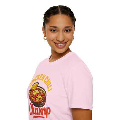 Chicken Chili Champ T-Shirt, Funny Cooking Shirt, Unisex Graphic Tee, Gift for Food Lovers, Casual Wear, Kitchen Humor