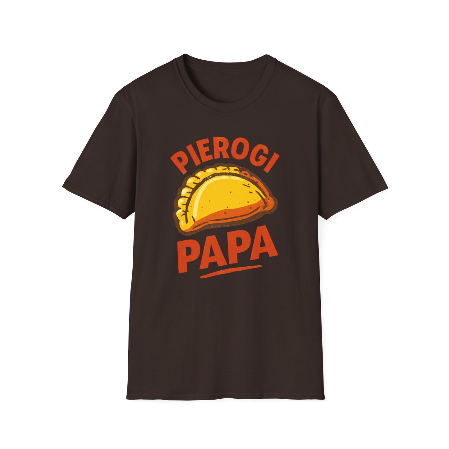 Pierogi Papa Unisex Softstyle T-Shirt, Funny Foodie Gift, Dad's Day Shirt, Family Gathering Apparel, Potluck Party Tee