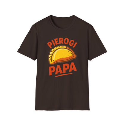 Pierogi Papa Unisex Softstyle T-Shirt, Funny Foodie Gift, Dad's Day Shirt, Family Gathering Apparel, Potluck Party Tee