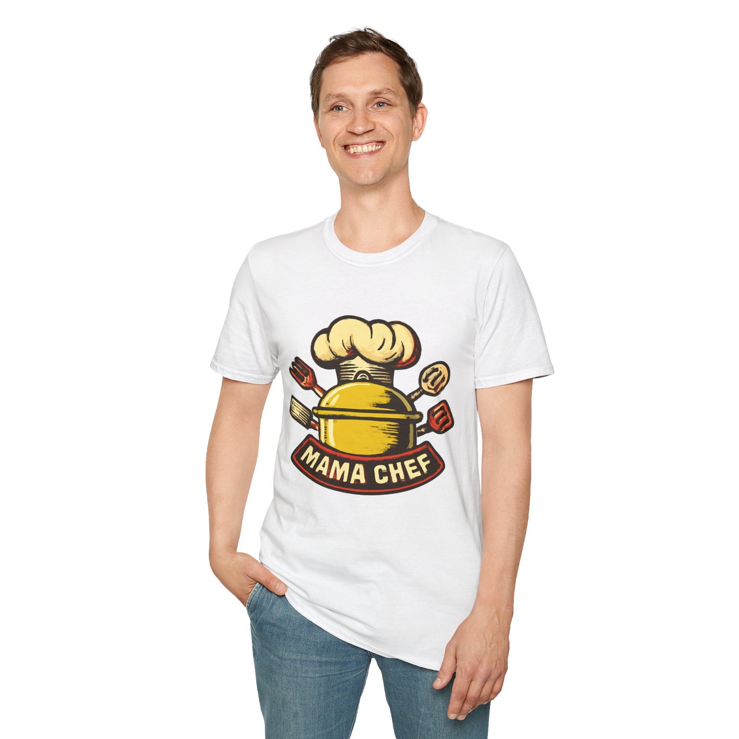 Mama Chef Unisex Softstyle T-Shirt, Cooking Gift, Foodie Apparel, Chef Shirt, Kitchen Lover Tee, Culinary Humor