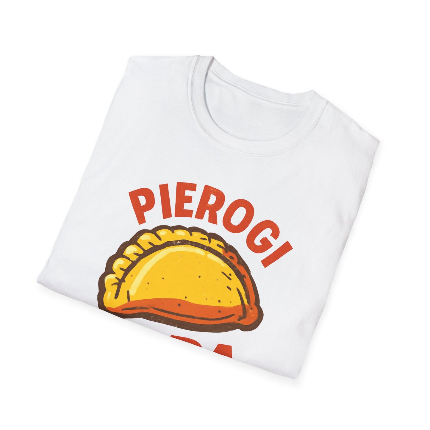 Pierogi Papa Unisex Softstyle T-Shirt, Funny Foodie Gift, Dad's Day Shirt, Family Gathering Apparel, Potluck Party Tee